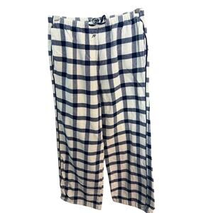 J. Crew Buffalo Check Lounge Pants XS Navy Cotton Pajama Pants Cozy Wide Leg